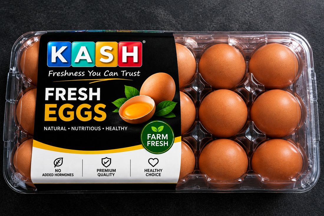 KASH fresh eggs, packaged